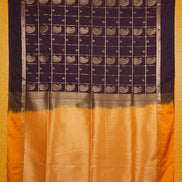 Coffee Brown Kanchipuram Semi Soft Silk Saree with Yellow Borders