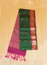 Dark Green Lightweight Kanchipuram Saree with Pink Borders