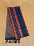 Dark Blue and Orange Checked Kanchipuram Semi Soft Silk Saree