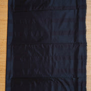 Dark Blue and Mustard Yellow Checked Kanchipuram Semi Soft Silk Saree