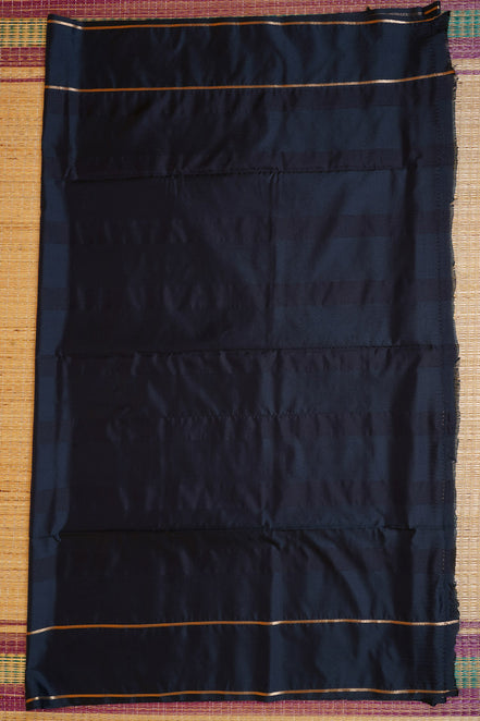 Dark Blue and Mustard Yellow Checked Kanchipuram Semi Soft Silk Saree