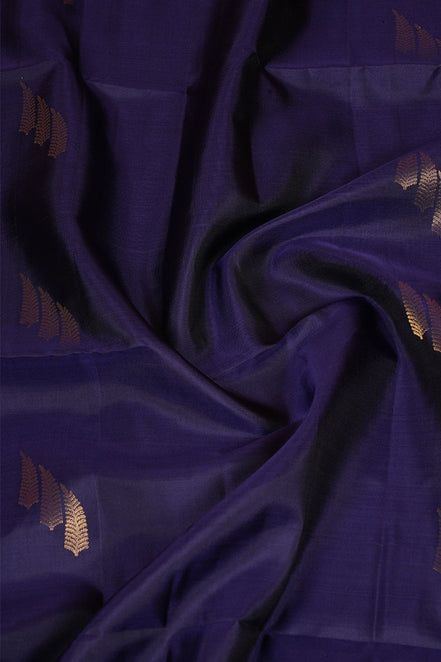 Dark Blue Pure Soft Silk Saree with Parrot Green Borders