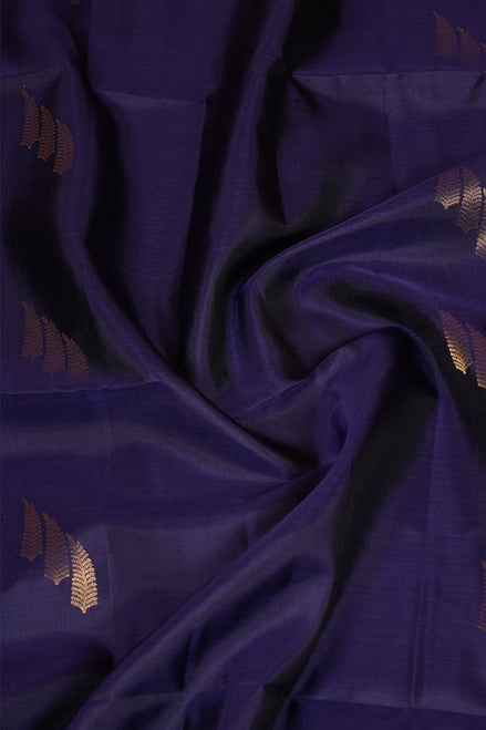 Dark Blue Pure Soft Silk Saree with Parrot Green Borders