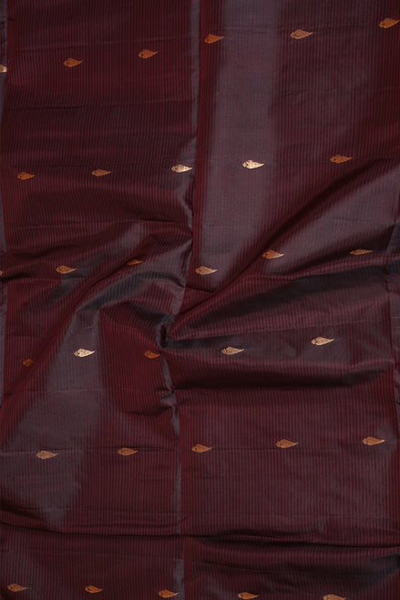 Dark Chocolate Brown Pure Softsilk Saree with Steel Grey Borders