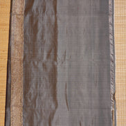 Dark Chocolate Brown Pure Softsilk Saree with Steel Grey Borders