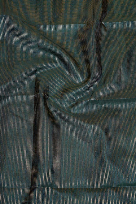 Dark Green Pure Lightweight Silk Saree with Burnt Orange Borders