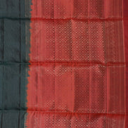 Dark Green Pure Lightweight Silk Saree with Burnt Orange Borders
