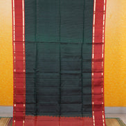 Dark Green Pure Lightweight Silk Saree with Burnt Orange Borders