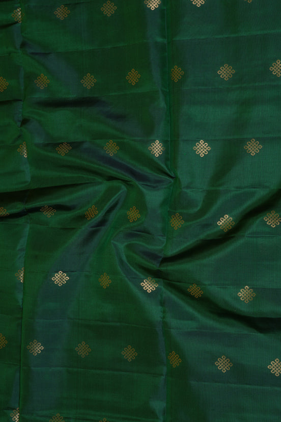 Dark Green Lightweight Kanchipuram Saree with Pink Borders