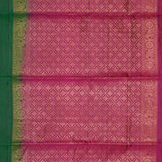 Dark Green Lightweight Kanchipuram Saree with Pink Borders
