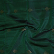 Deep Green Pure Soft Silk Saree with Purple Borders