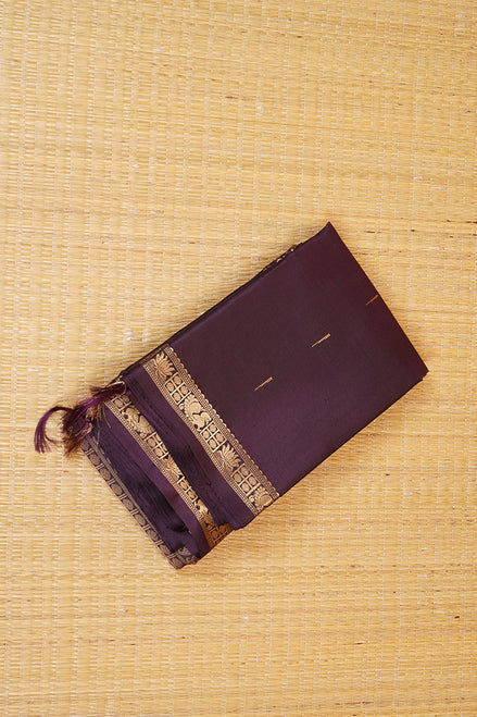 Deep Purple Mubbagam Vintage Kanchipuram Silk Saree