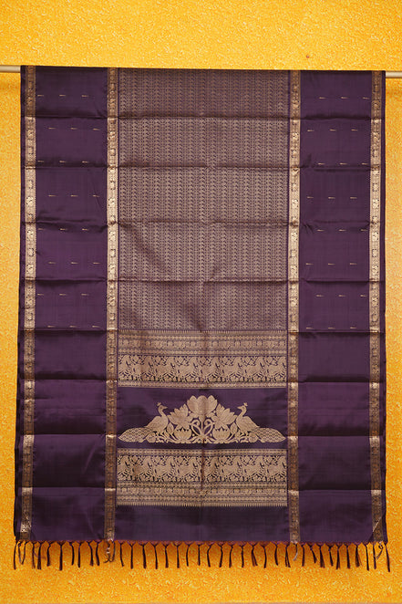 Deep Purple Mubbagam Vintage Kanchipuram Silk Saree