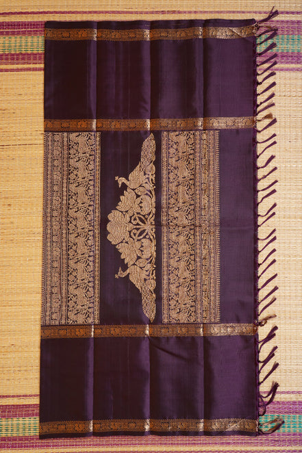 Deep Purple Mubbagam Vintage Kanchipuram Silk Saree