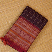 Deep Purple Zero Zari Vintage Kanchipuram Silk Saree