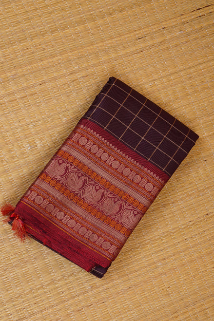 Deep Purple Zero Zari Vintage Kanchipuram Silk Saree