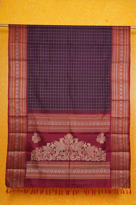 Deep Purple Zero Zari Vintage Kanchipuram Silk Saree