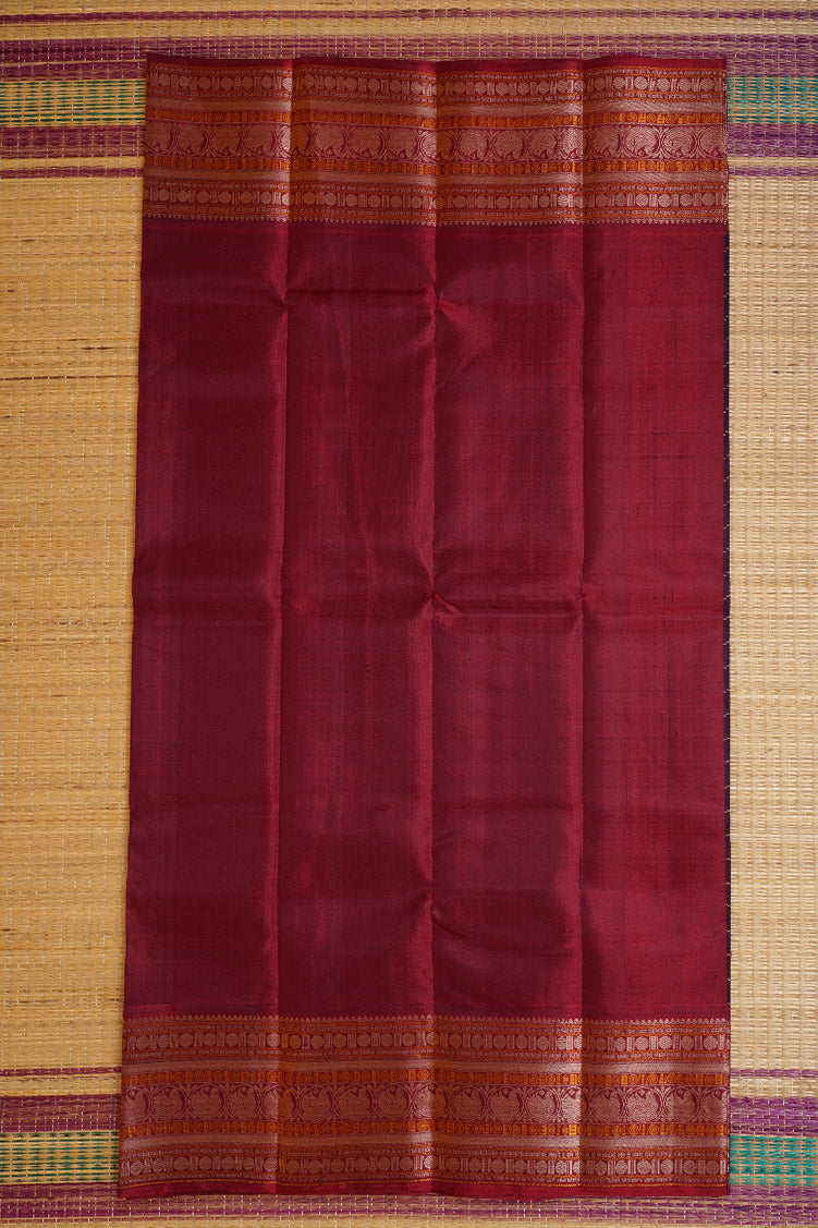 Deep Purple Zero Zari Vintage Kanchipuram Silk Saree