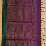 Deep Green Pure Soft Silk Saree with Purple Borders