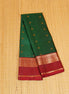 Dark Green Pure Lightweight Kanchipuram Silk Saree with Maroon Borders