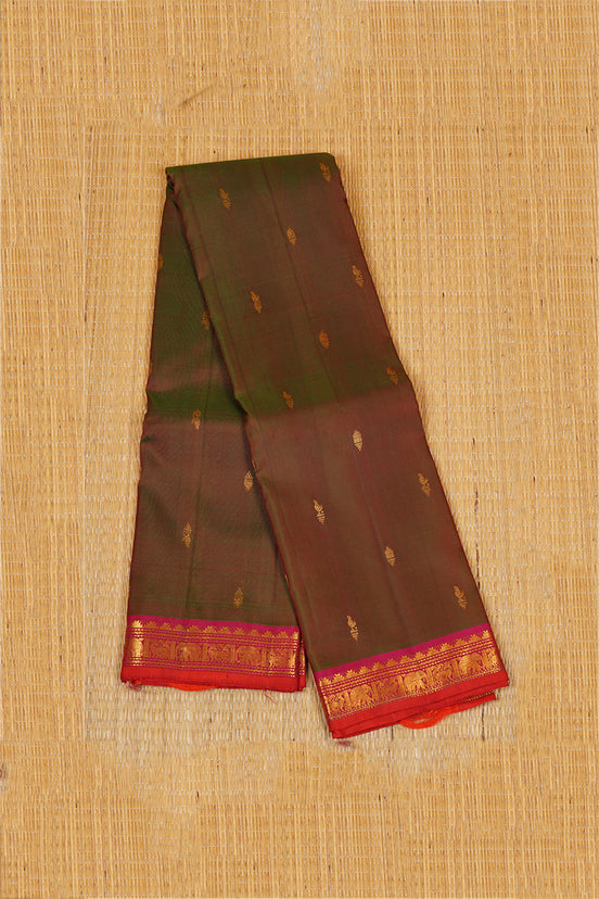 Green with Pink Shot Kanchipuram Silk Saree