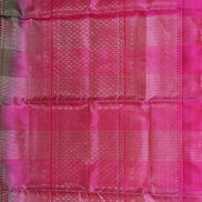 Dark Green Borderless Pure Soft Silk Saree with Rani Pink Pallu