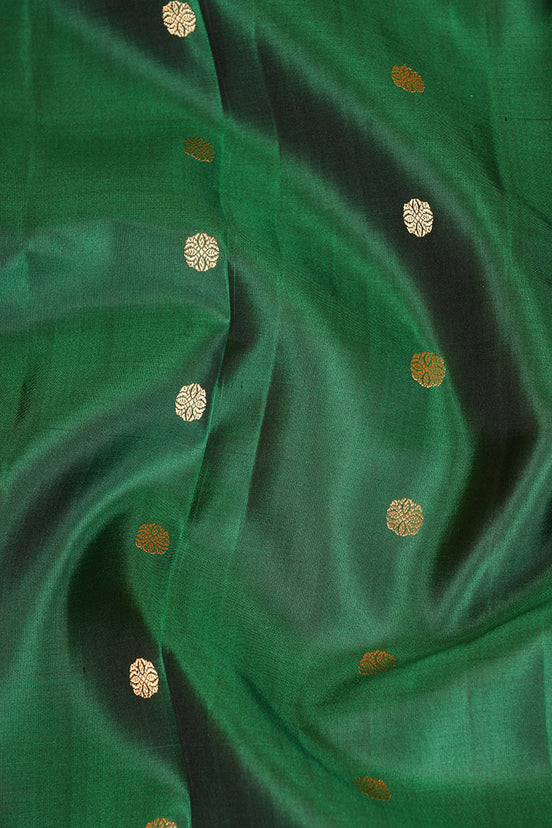 Dark Green Pure Lightweight Kanchipuram Silk Saree with Maroon Borders