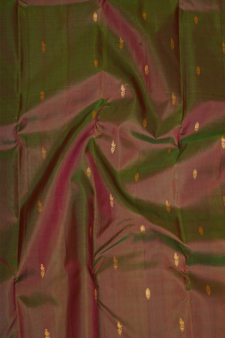 Green with Pink Shot Kanchipuram Silk Saree