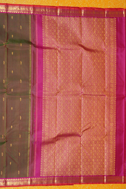 Green with Pink Shot Kanchipuram Silk Saree