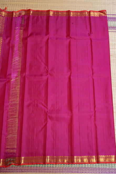Green with Pink Shot Kanchipuram Silk Saree