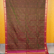 Green with Pink Shot Kanchipuram Silk Saree