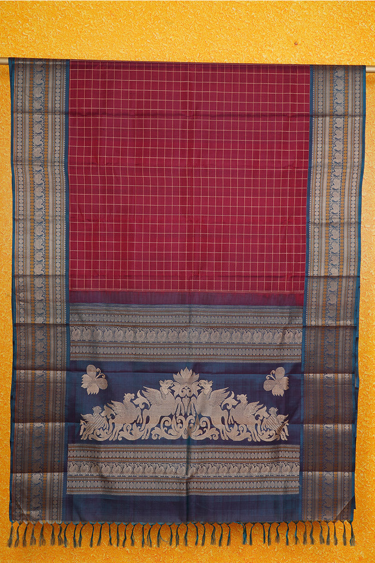 Kumkm Maroon Vintage Kanchipuram Silk Saree
