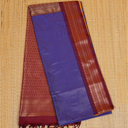 Royal Blue Kanchipuram Semi Soft Silk Saree with Ganga Jamuna Borders