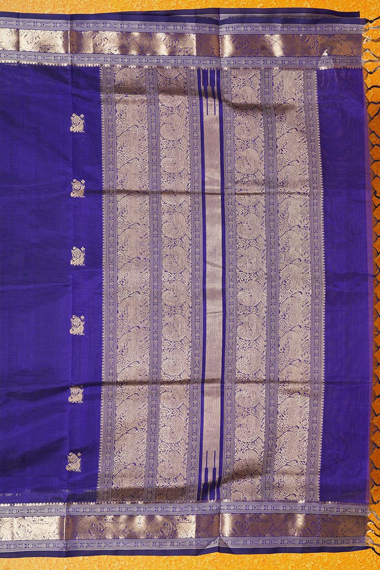 MS Blue Monotone Vintage SilkCotton Saree
