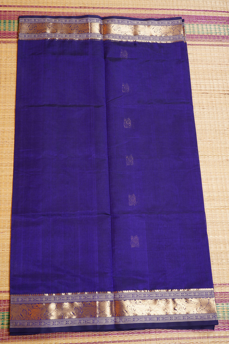 MS Blue Monotone Vintage SilkCotton Saree