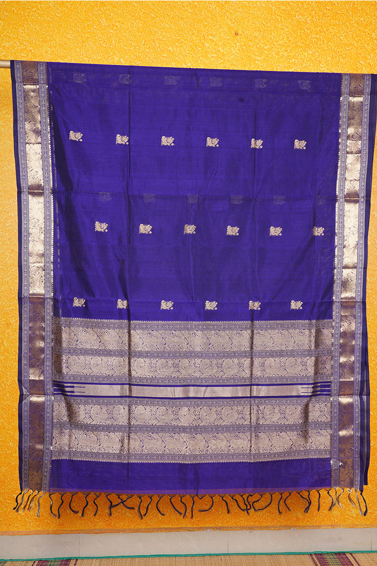 MS Blue Monotone Vintage SilkCotton Saree
