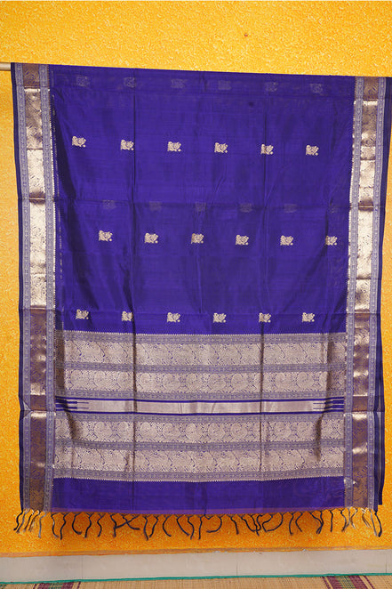 MS Blue Monotone Vintage SilkCotton Saree