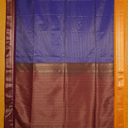 Royal Blue Kanchipuram Semi Soft Silk Saree with Ganga Jamuna Borders