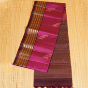 Magenta Pure Soft Silk Saree with Coffee Brown Borders