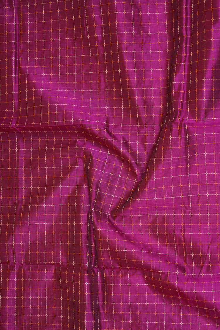 Magenta Vintage Silkcotton Saree with Peacock Green Borders