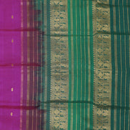 Deep Magenta Silkcotton Saree Dark Green Borders