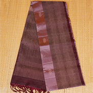 Dusty Pink Pure Soft Silk Saree with Coffee Brown Border