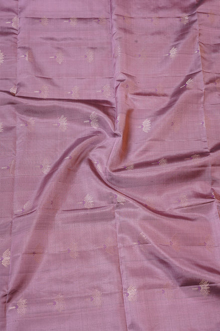 Dusty Pink Pure Soft Silk Saree with Coffee Brown Border