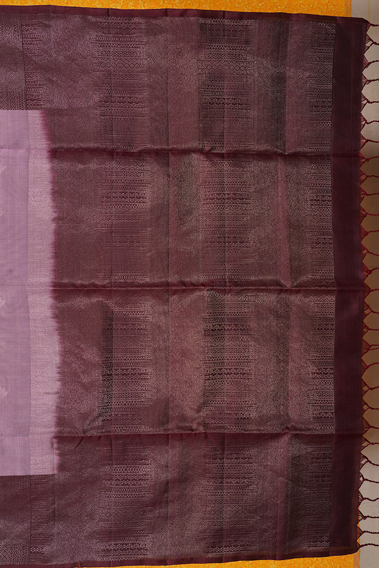 Dusty Pink Pure Soft Silk Saree with Coffee Brown Border