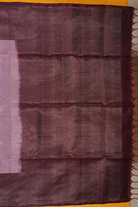 Dusty Pink Pure Soft Silk Saree with Coffee Brown Border