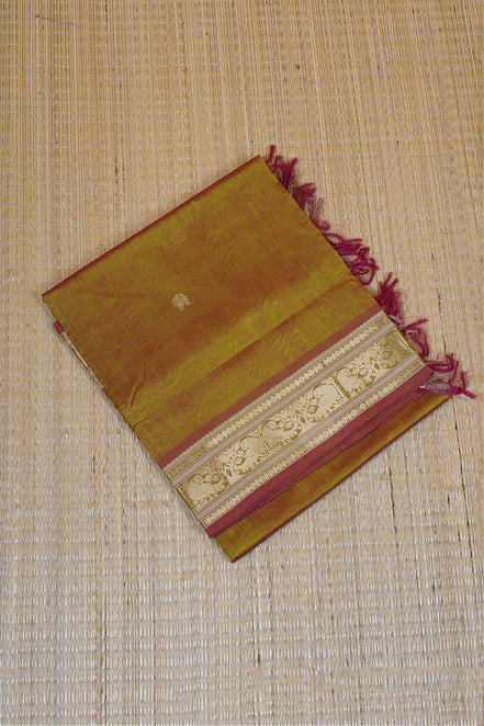 Mehindi Green Monotone Vintage Silk Cotton Saree