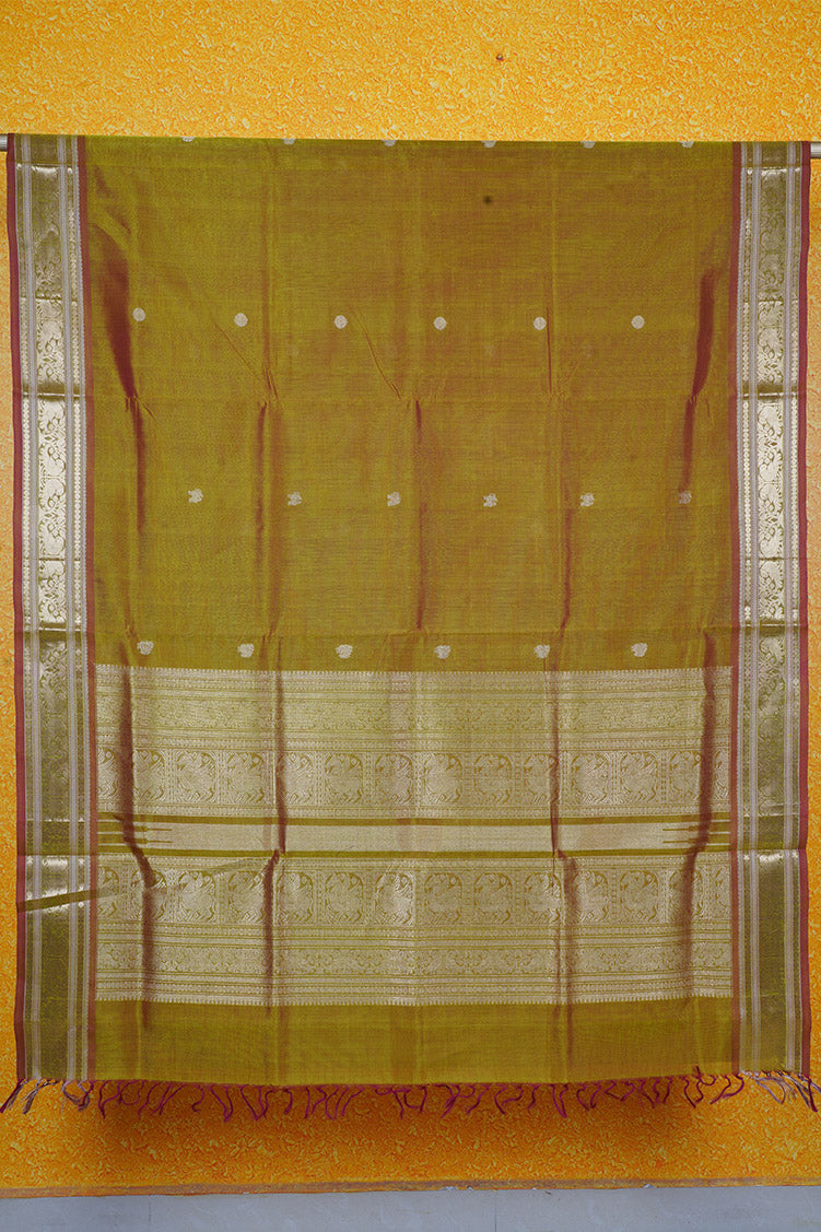 Mehindi Green Monotone Vintage Silk Cotton Saree