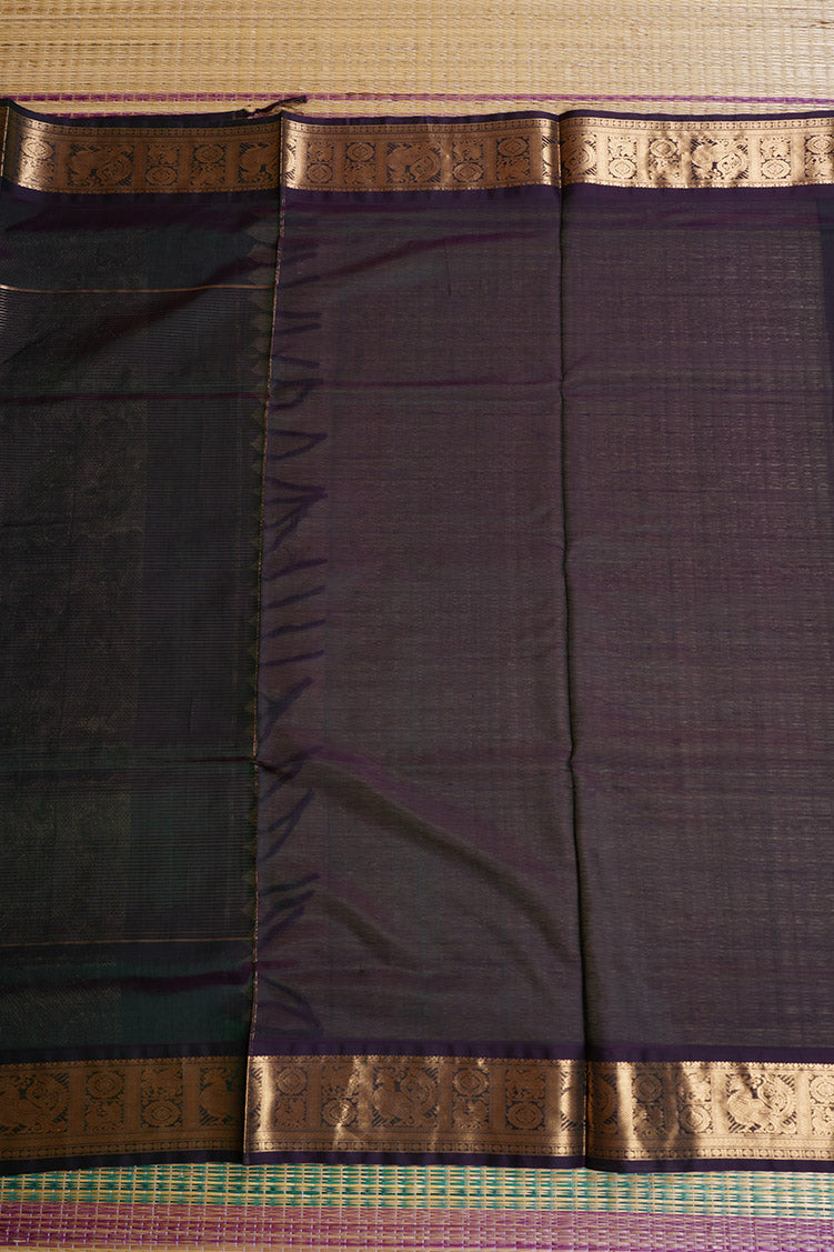 Mercerized Green Monotone Vintage Silkcotton Saree