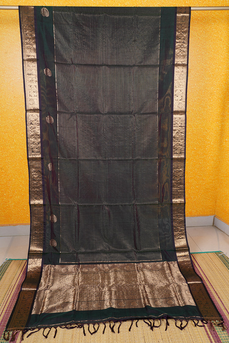 Mercerized Green Monotone Vintage Silkcotton Saree