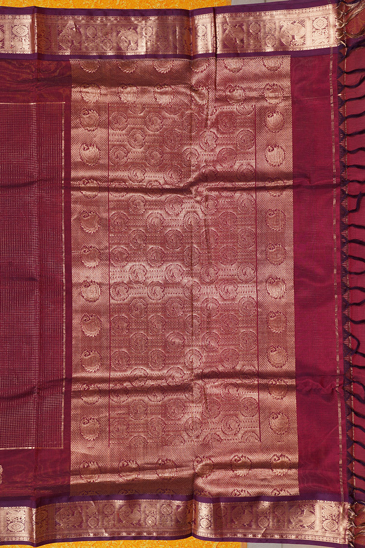 Mercerized Maroon Monotone Vintage Silkcotton Saree